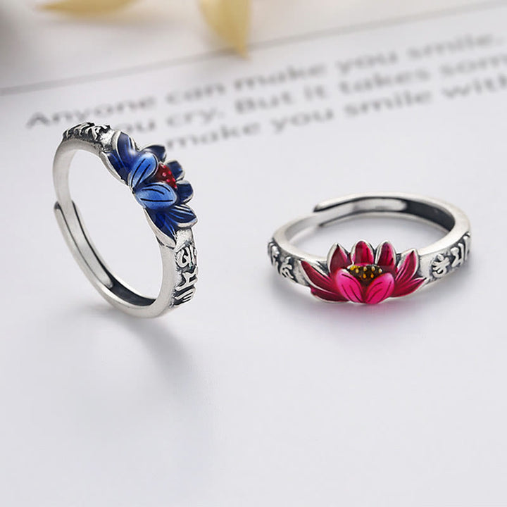 Buddha Stones 925 Sterling Silver Om Mani Padme Hum Lotus Relief Peace Ring - image 0