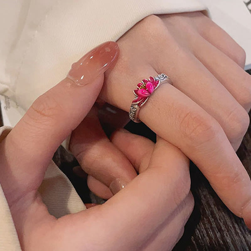 Buddha Stones 925 Sterling Silver Om Mani Padme Hum Lotus Relief Peace Ring - image 11