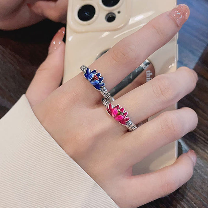 Buddha Stones 925 Sterling Silver Om Mani Padme Hum Lotus Relief Peace Ring - image 12