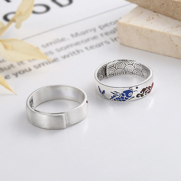 Buddha Stones 925 Sterling Silver Lucky Koi Fish Auspicious Clouds Wealth Ring - image 2