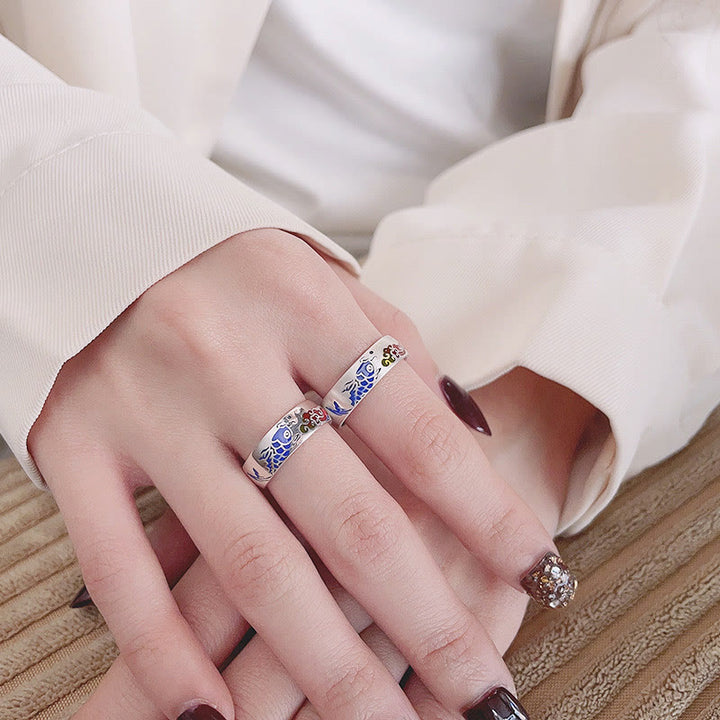 Buddha Stones 925 Sterling Silver Lucky Koi Fish Auspicious Clouds Wealth Ring - image 10