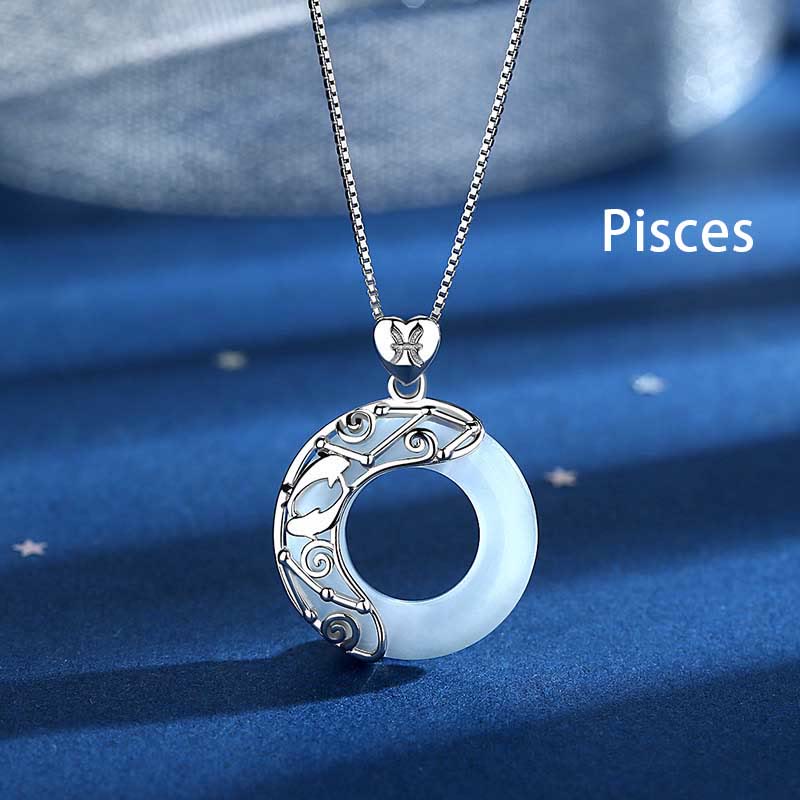 Buddha Stones 925 Sterling Silver 12 Constellations of the Zodiac Cat's Eye Love Support Necklace Pendant