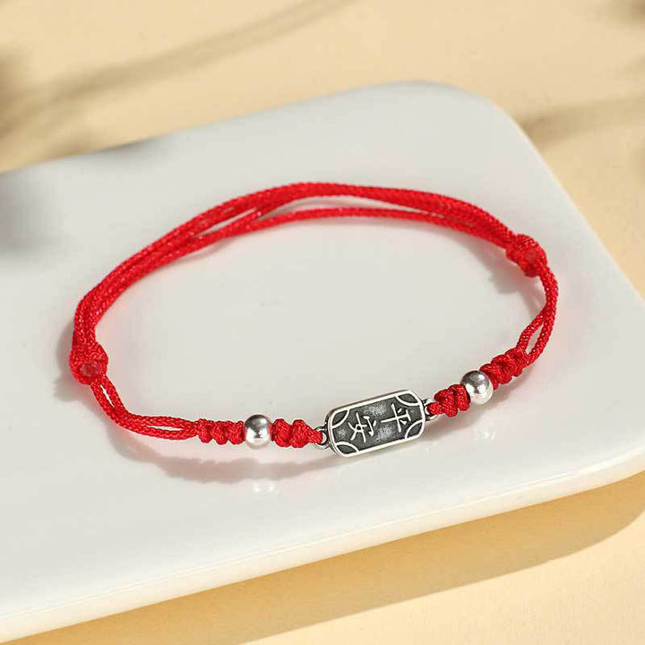 Buddha Stones Handmade 925 Sterling Silver Peace And Joy Safe Well Protection Braided Bracelet