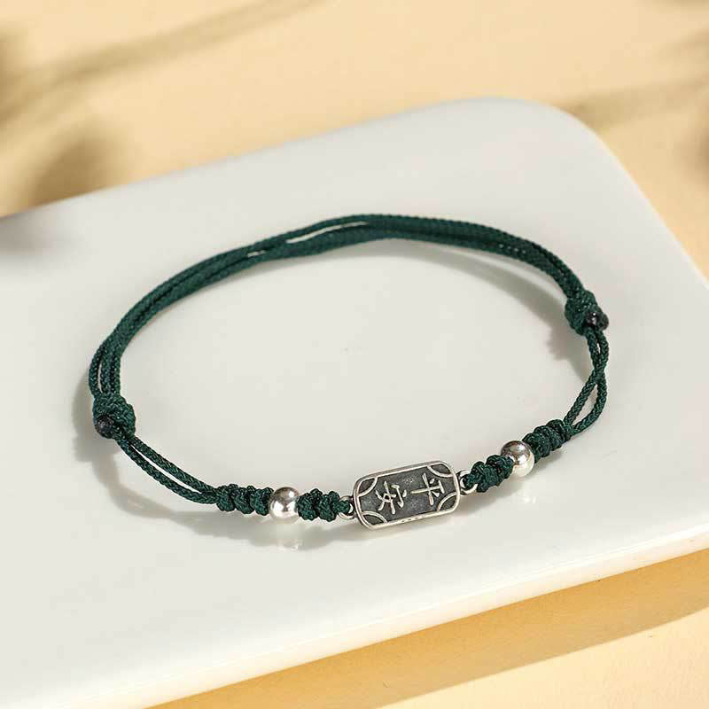 Buddha Stones Handmade 925 Sterling Silver Peace And Joy Safe Well Protection Braided Bracelet - Green Rope(Wrist Circumference 14-16cm) - image 22