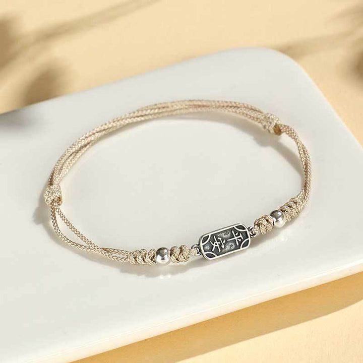 Buddha Stones Handmade 925 Sterling Silver Peace And Joy Safe Well Protection Braided Bracelet - Beige Rope(Wrist Circumference 14-16cm) - image 35
