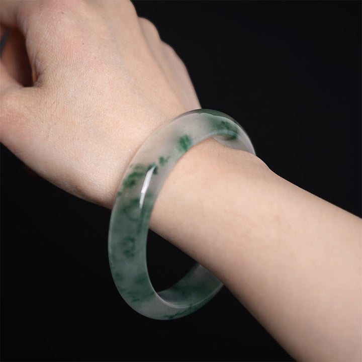 Buddha Stones Natural Jade Floating Flower Luck Bracelet Bangle - image 5