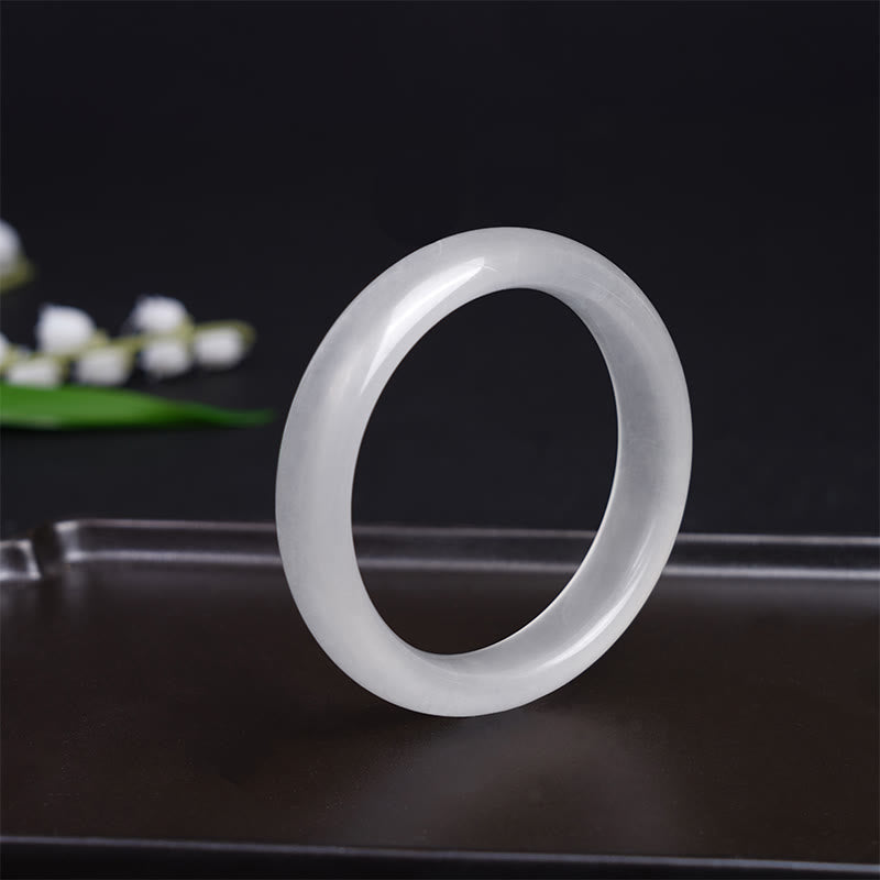 Buddha Stones Natural White Chalcedony Positive Bracelet Bangle - image 1