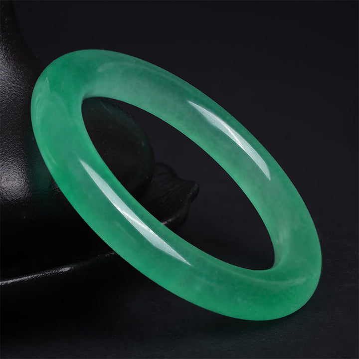 Buddha Stones Natural Jade Luck Prosperity Bracelet Bangle