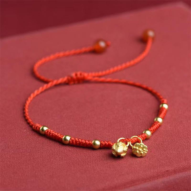 Buddha Stones Lotus Pod Charm Luck String Rope Anklet