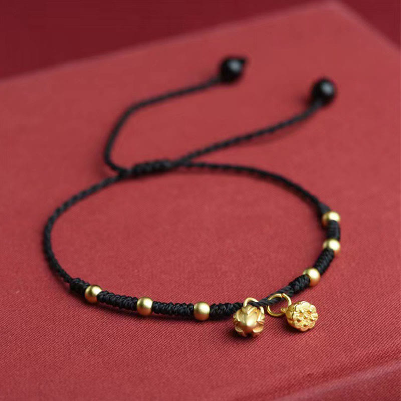 Buddha Stones Lotus Pod Charm Luck String Rope Anklet