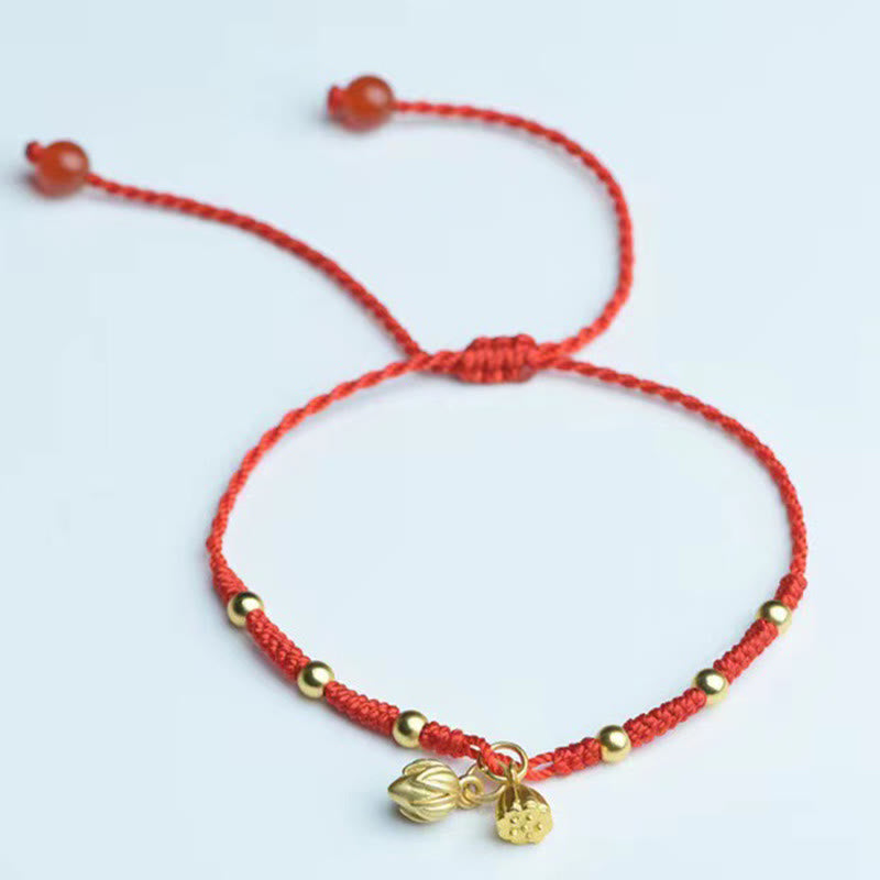 Buddha Stones Lotus Pod Charm Luck String Rope Anklet