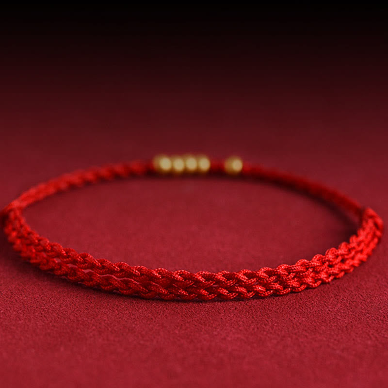 Buddha Stones 999 Gold Beads Luck Braided Protection Couple Bracelet - image 11