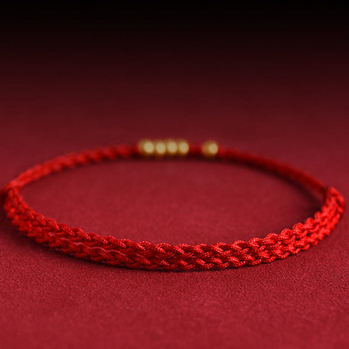 Buddha Stones 999 Gold Beads Luck Braided Protection Couple Bracelet - image 11