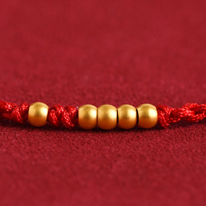 Buddha Stones 999 Gold Beads Luck Braided Protection Couple Bracelet - image 14