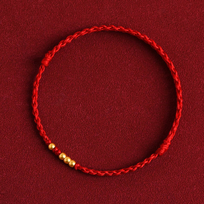Buddha Stones 999 Gold Beads Luck Braided Protection Couple Bracelet - image 2