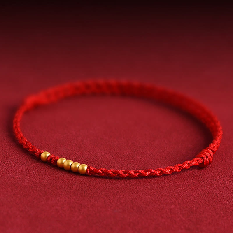 Buddha Stones 999 Gold Beads Luck Braided Protection Couple Bracelet - image 10
