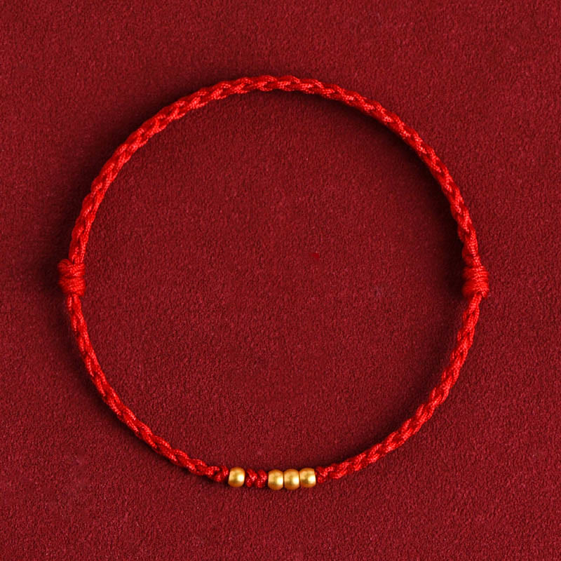 Buddha Stones 999 Gold Beads Luck Braided Protection Couple Bracelet