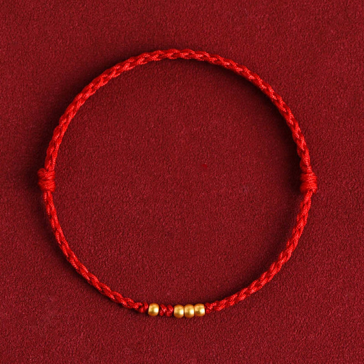 Buddha Stones 999 Gold Beads Luck Braided Protection Couple Bracelet - image 1
