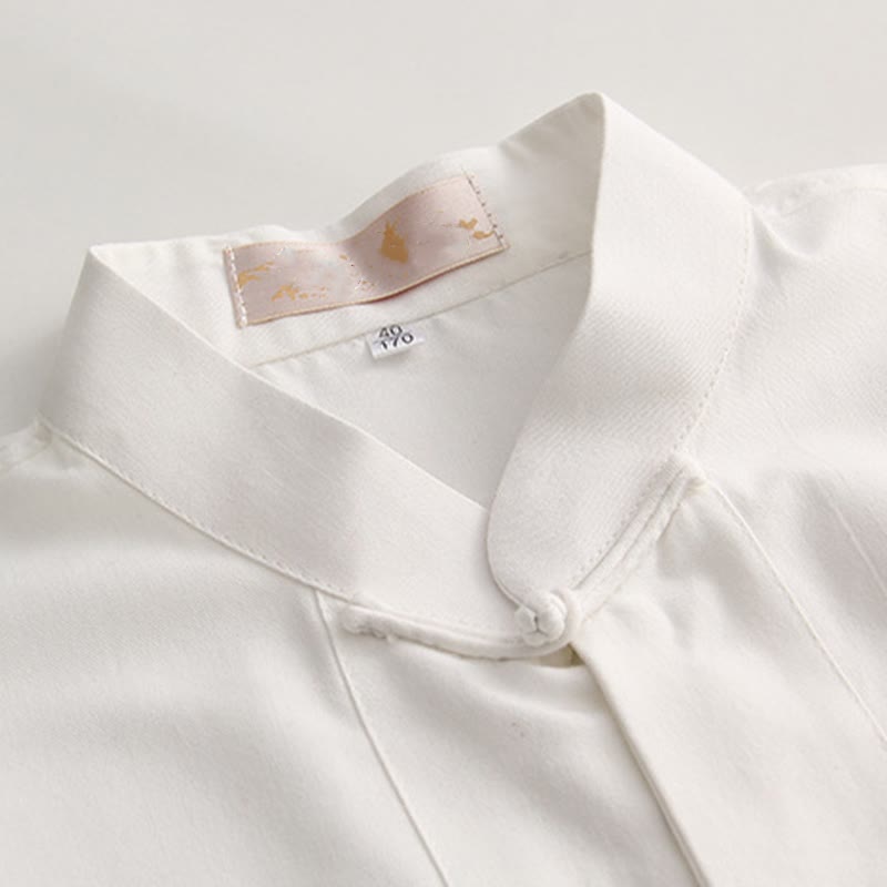 Buddha Stones Chinese Frog-Button Tang Suit Men's Short Sleeve Cotton Shirt With Pockets - image 3