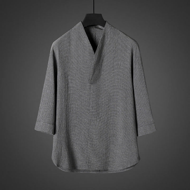 Buddha Stones Casual V-Neck Three Quarter Sleeve Men's Shirt - DarkGray - US/UK/AU46，EU56 (5XL) - image 2