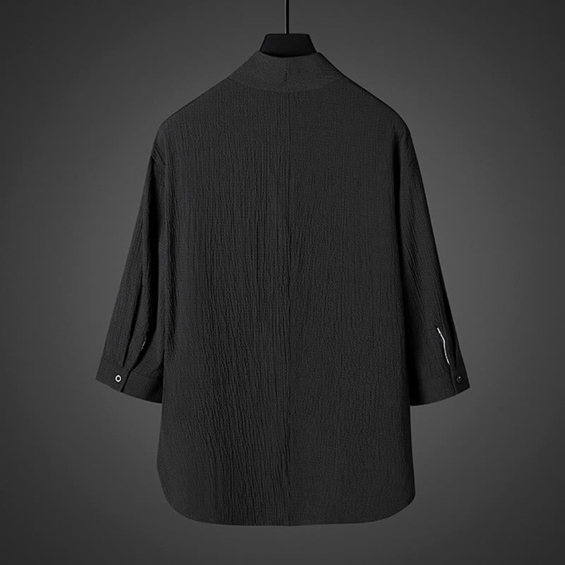 Buddha Stones Casual V-Neck Three Quarter Sleeve Men's Shirt - image 7