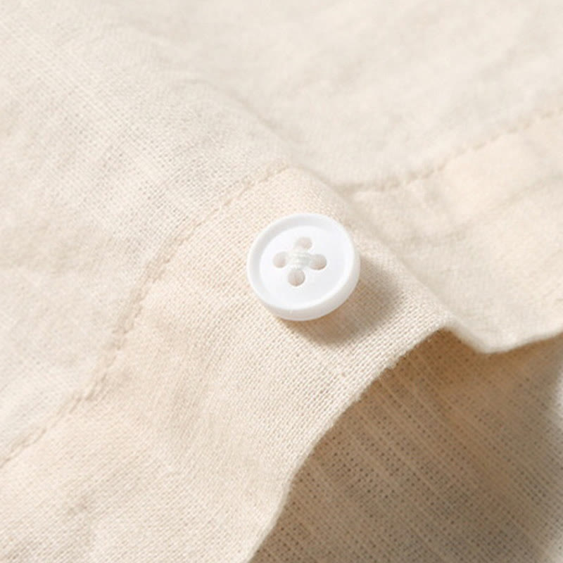 Buddha Stones Summer Men's Short Sleeve Button Down Cotton Linen Shirt - image 8