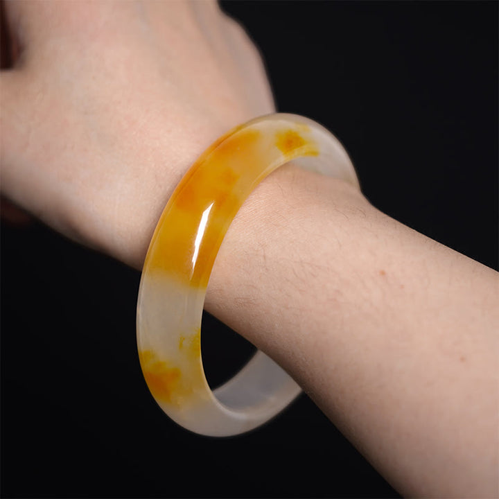 Buddha Stones Yellow Chalcedony Harmony Positivity Bracelet Bangle