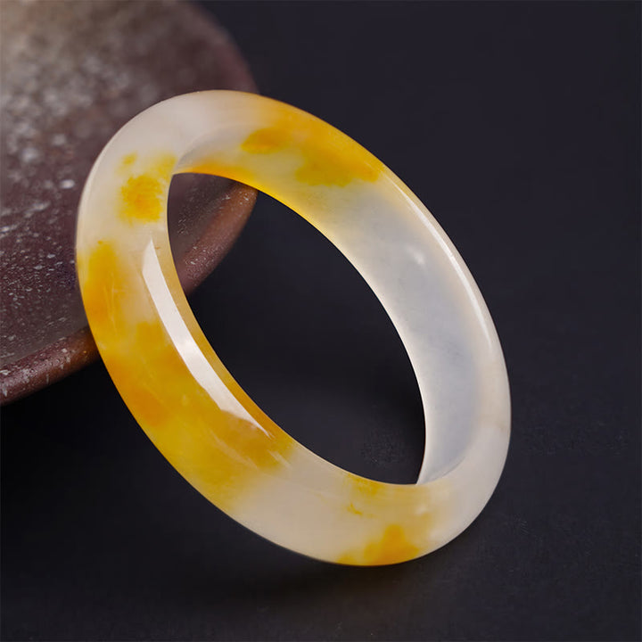 Buddha Stones Yellow Chalcedony Harmony Positivity Bracelet Bangle - 64mm - image 0