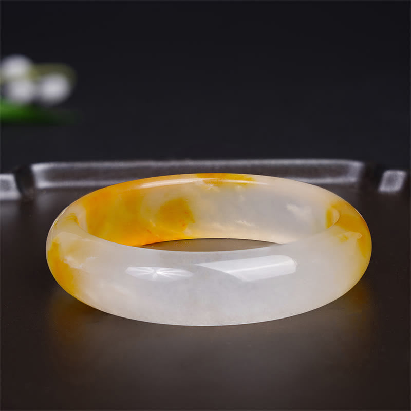 Buddha Stones Yellow Chalcedony Harmony Positivity Bracelet Bangle