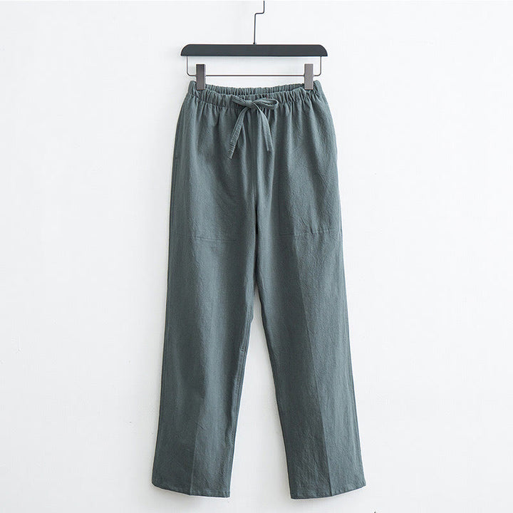 Buddha Stones Men's Solid Color Cotton Linen Casual Drawstring Pants With Pockets - DarkSeaGreen - US/UK/AU44，EU54 (4XL)  - image 12