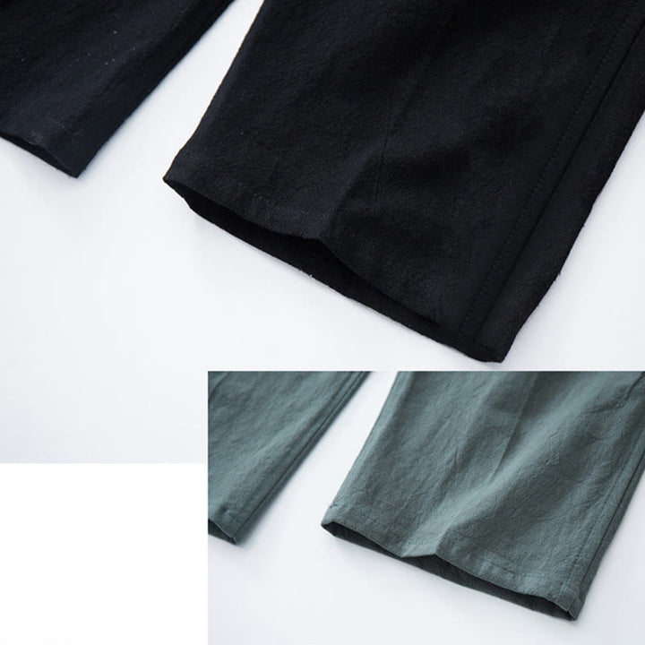 Buddha Stones Men's Solid Color Cotton Linen Casual Drawstring Pants With Pockets - image 8