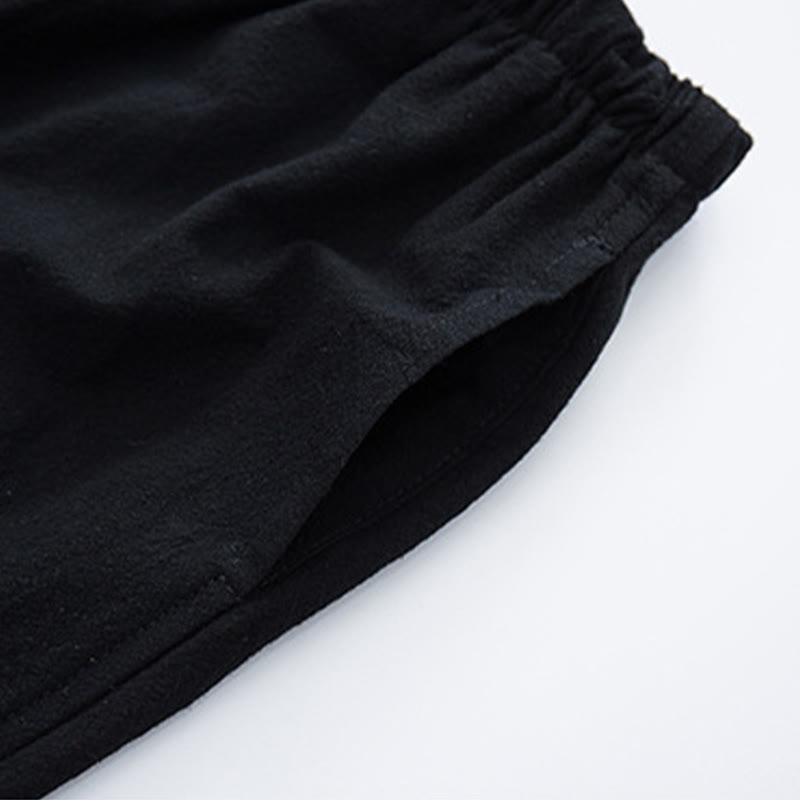 Buddha Stones Men's Solid Color Cotton Linen Casual Drawstring Pants With Pockets - image 2