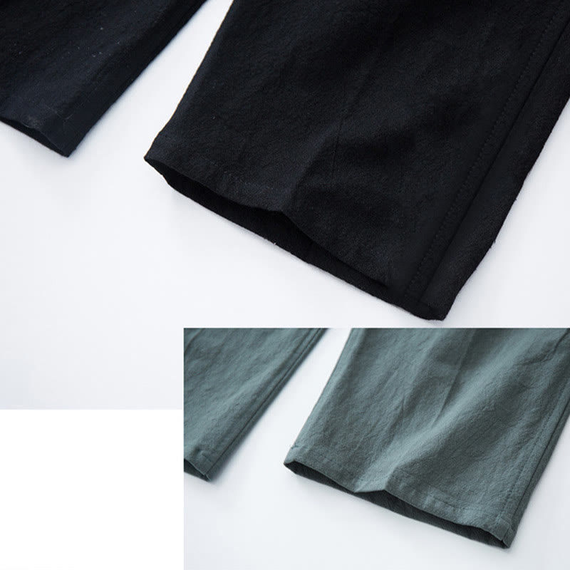 Buddha Stones Men's Solid Color Cotton Linen Casual Drawstring Pants With Pockets - image 9