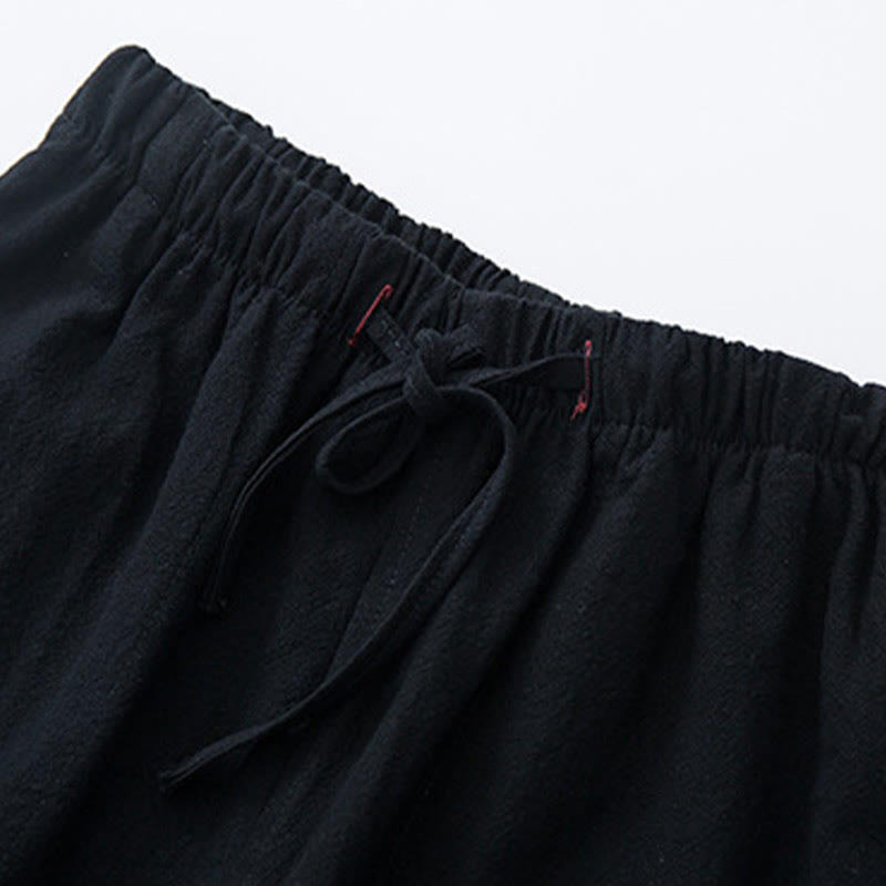 Buddha Stones Men's Solid Color Cotton Casual Drawstring Pants With Pockets - image 3