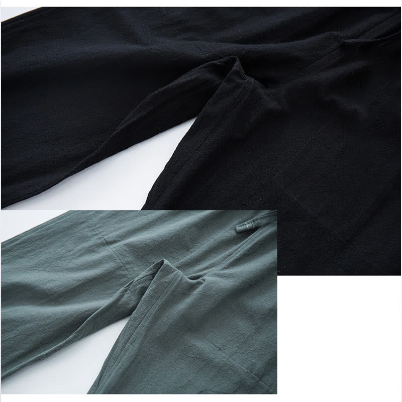 Buddha Stones Men's Solid Color Cotton Linen Casual Drawstring Pants With Pockets - image 8