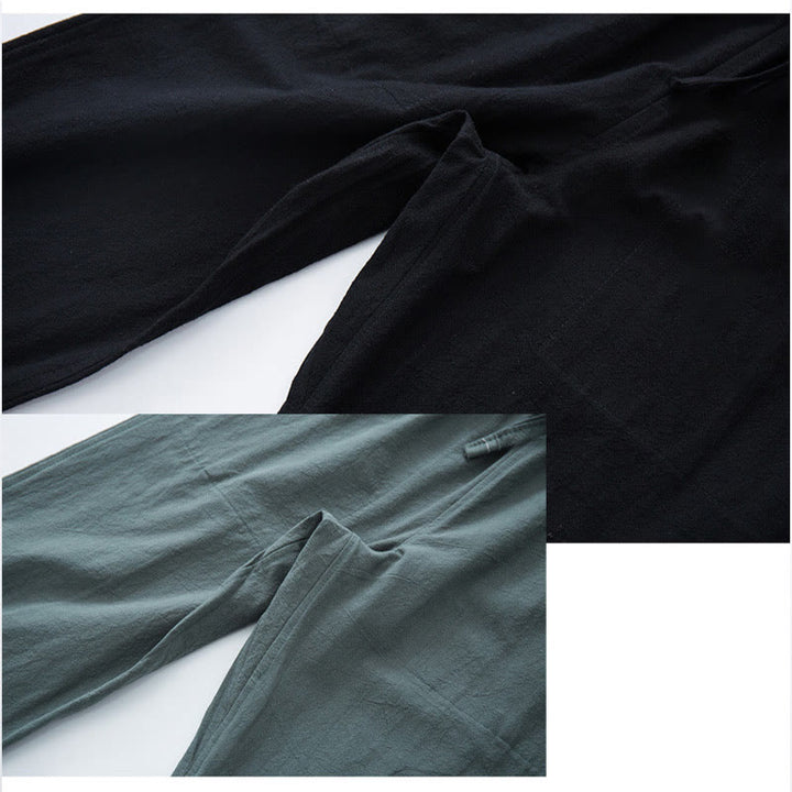 Buddha Stones Men's Solid Color Cotton Linen Casual Drawstring Pants With Pockets - image 8