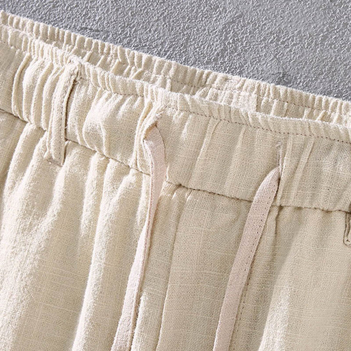 Buddha Stones Men's Solid Color Ramie Linen Drawstring Cropped Pants With Pockets - image 3