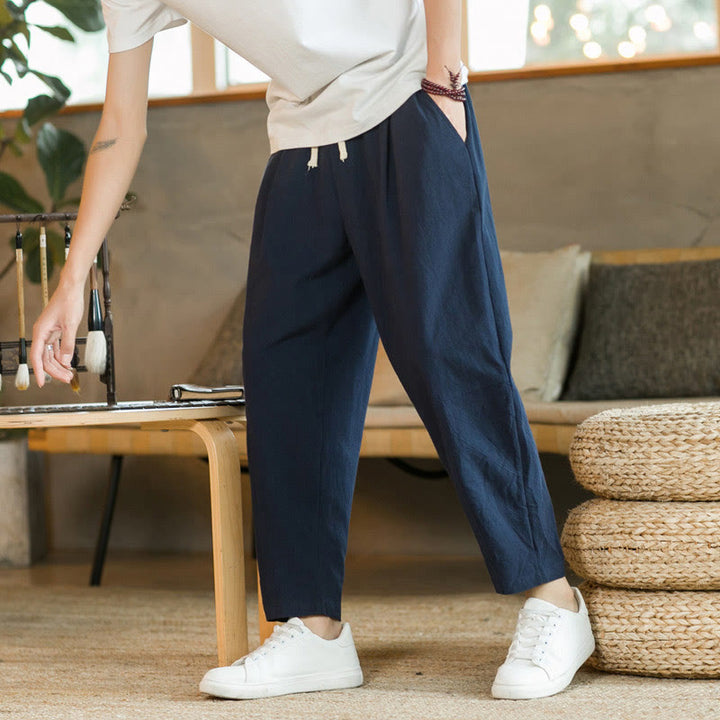 Buddha Stones Summer Men's Cotton Pants With Pockets - SteelBlue - US/UK/AU46，EU56 (5XL)  - image 13