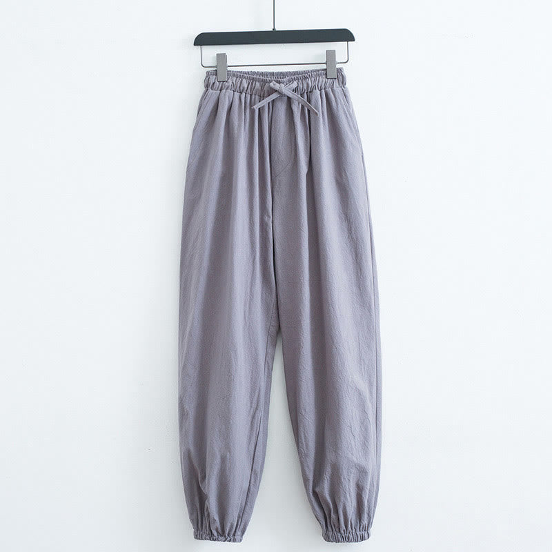 Buddha Stones Solid Color Cotton Linen Casual Men's Harem Pants With Pockets - LightGrey - US/UK/AU44，EU54 (4XL) - image 7