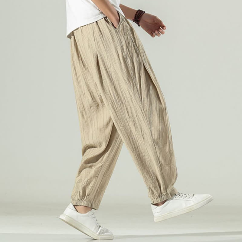 Buddha Stones Cotton Men's Drawstring Harem Pants With Pockets - image 7