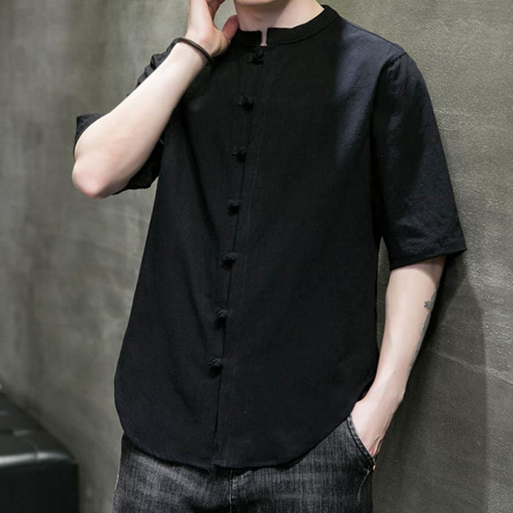 Buddha Stones Plain Color Men's Half Sleeve Cotton Shirt - image 19