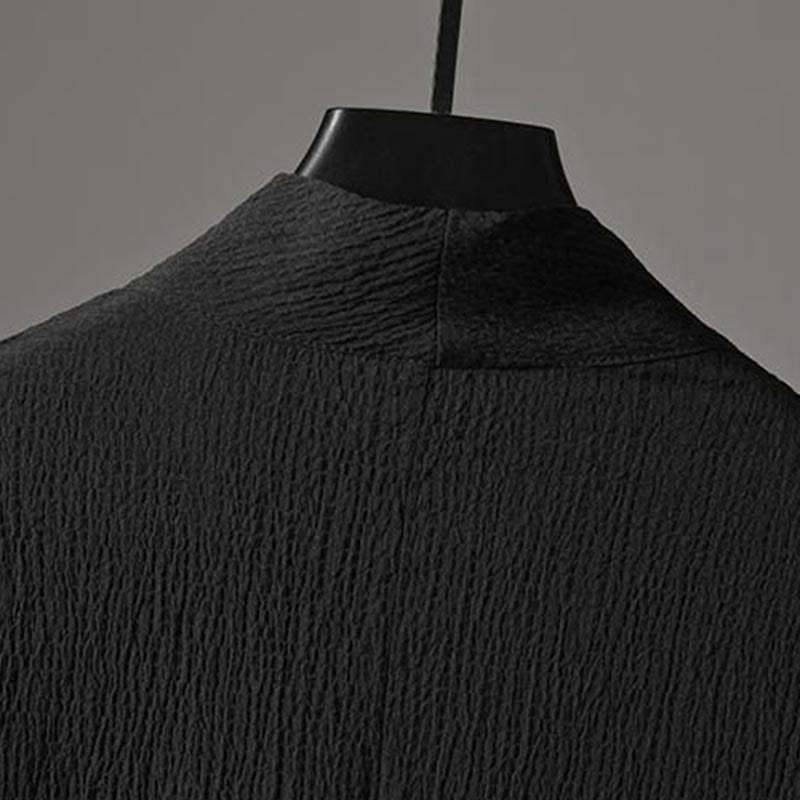 Buddha Stones Solid Color V-Neck Three Quarter Sleeve Shirt Casual Pants Clothing Men's Set - image 13