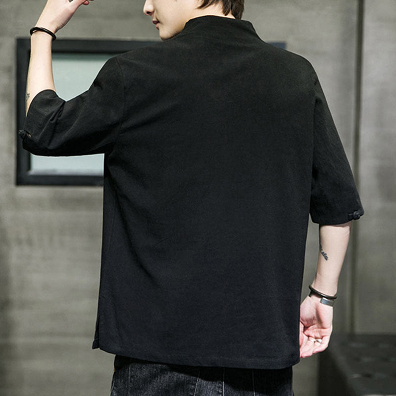 Buddha Stones V-Neck Plain Men's Half Sleeve Cotton Shirt - image 12