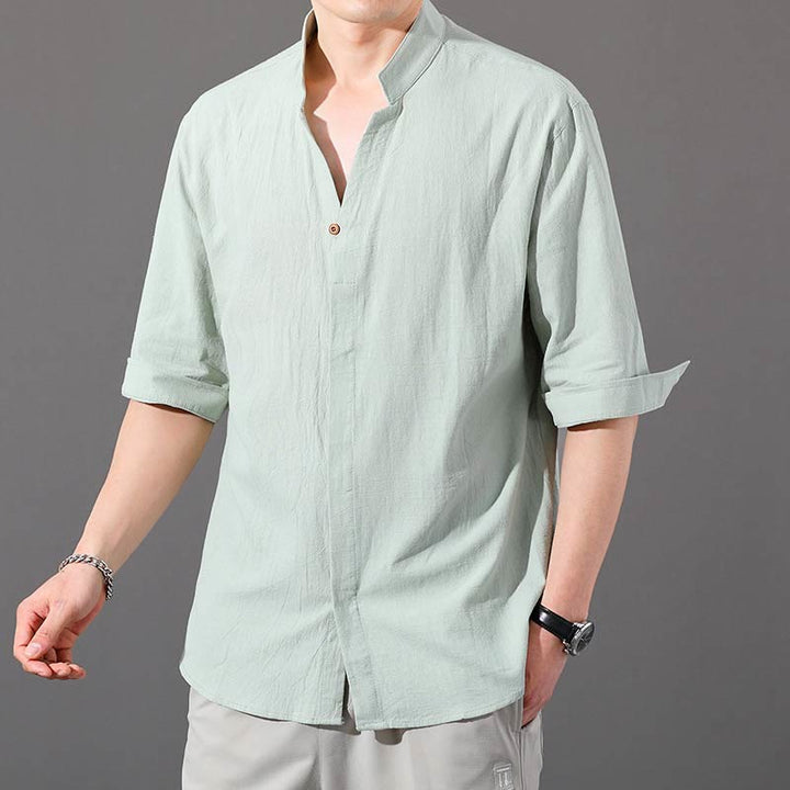 Buddha Stones Summer Men's Half Sleeve Button Cotton Shirt - MintCream - US/UK/AU48，EU58 (6XL)  - image 12