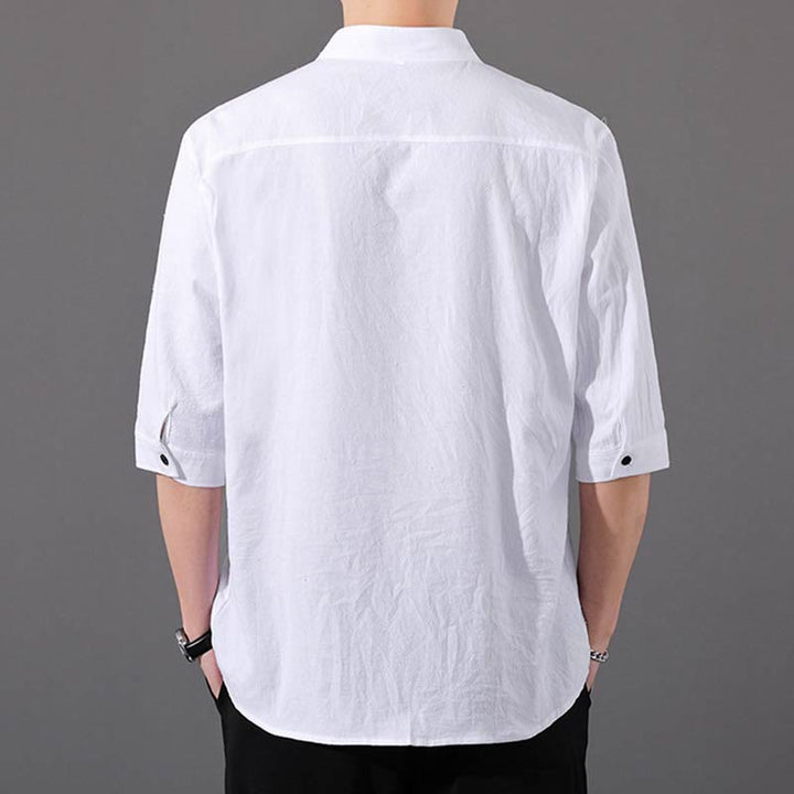 Buddha Stones Summer Men's Half Sleeve Button Cotton Shirt