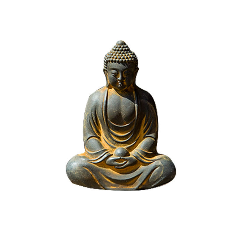 Buddha Stones Tibetan Meditating Buddha Iron Powder Rust Cast Resin Statue Serenity Decoration