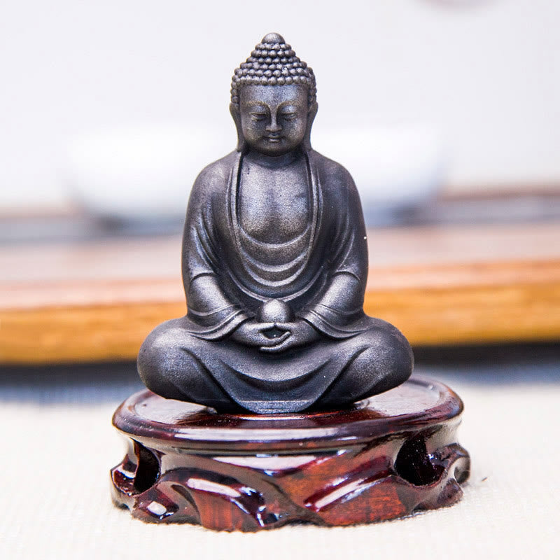 Buddha Stones Tibetan Meditating Buddha Iron Powder Rust Cast Resin Statue Serenity Decoration - image 24