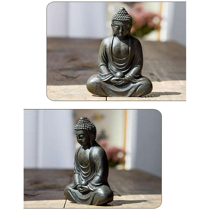 Buddha Stones Tibetan Meditating Buddha Iron Powder Rust Cast Resin Statue Serenity Decoration