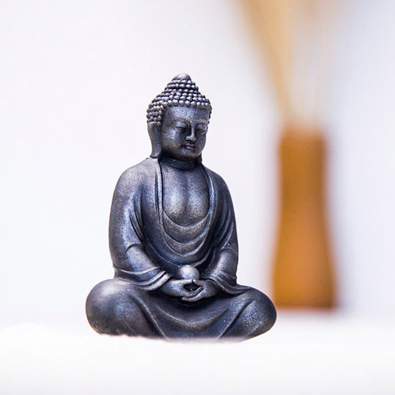 Buddha Stones Tibetan Meditating Buddha Iron Powder Rust Cast Resin Statue Serenity Decoration