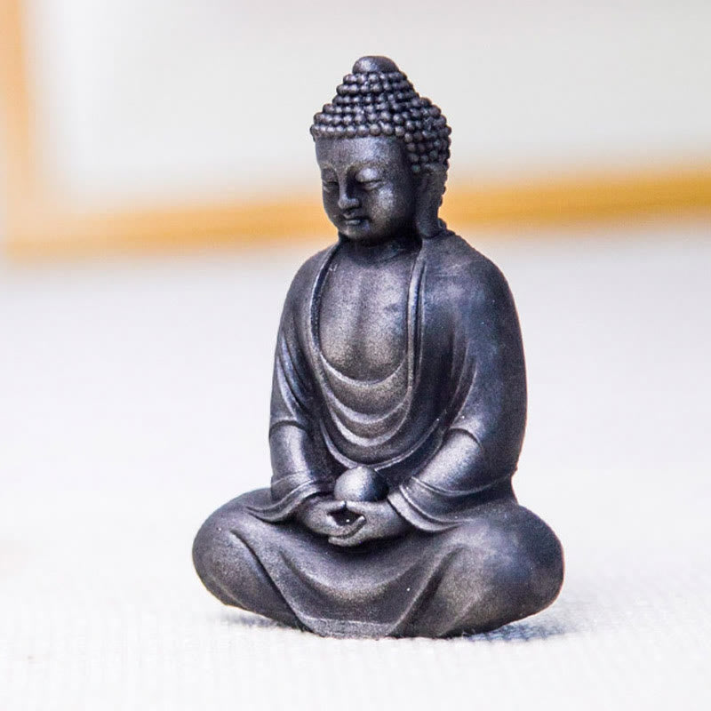 Buddha Stones Tibetan Meditating Buddha Iron Powder Rust Cast Resin Statue Serenity Decoration